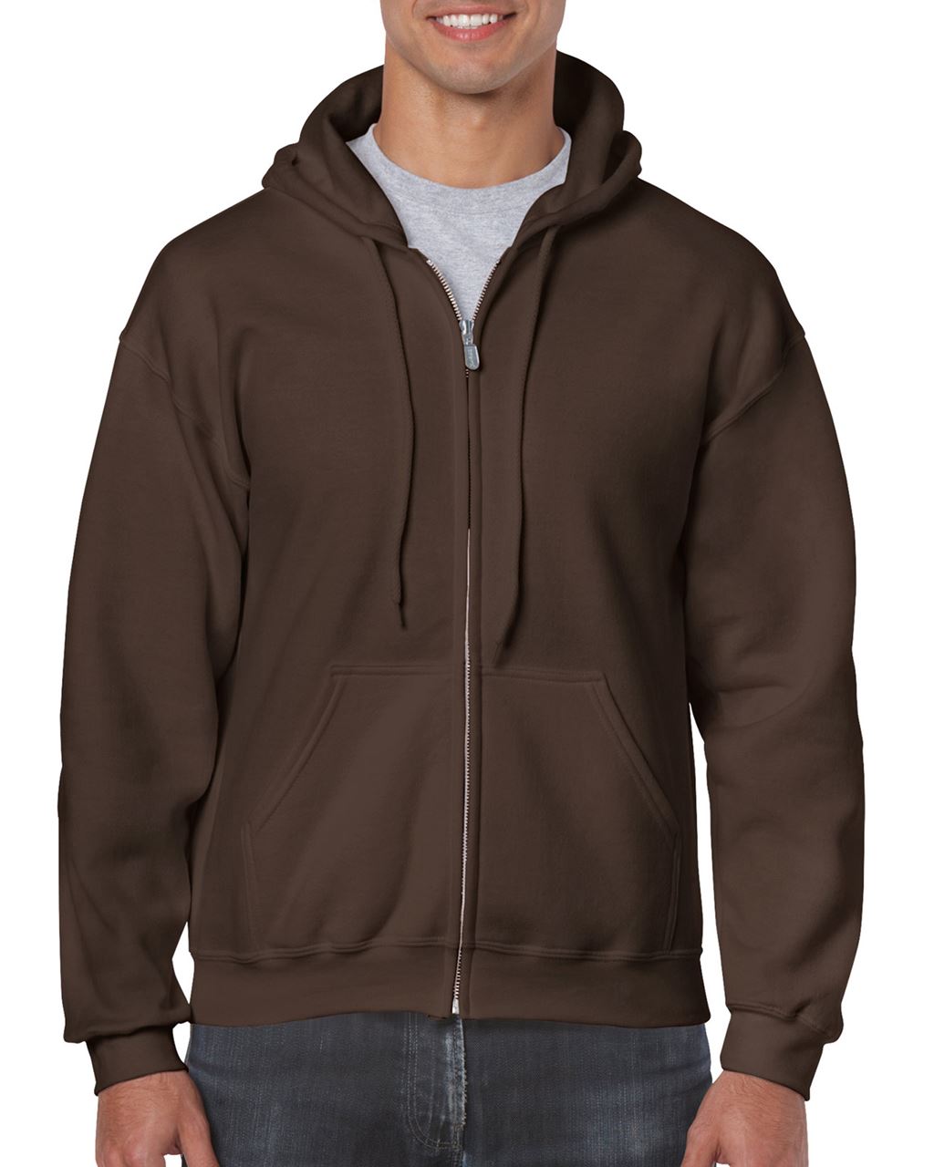 Gildan Heavy Blend™ Adult Full Zip Hooded Sweatshirt - hnedá