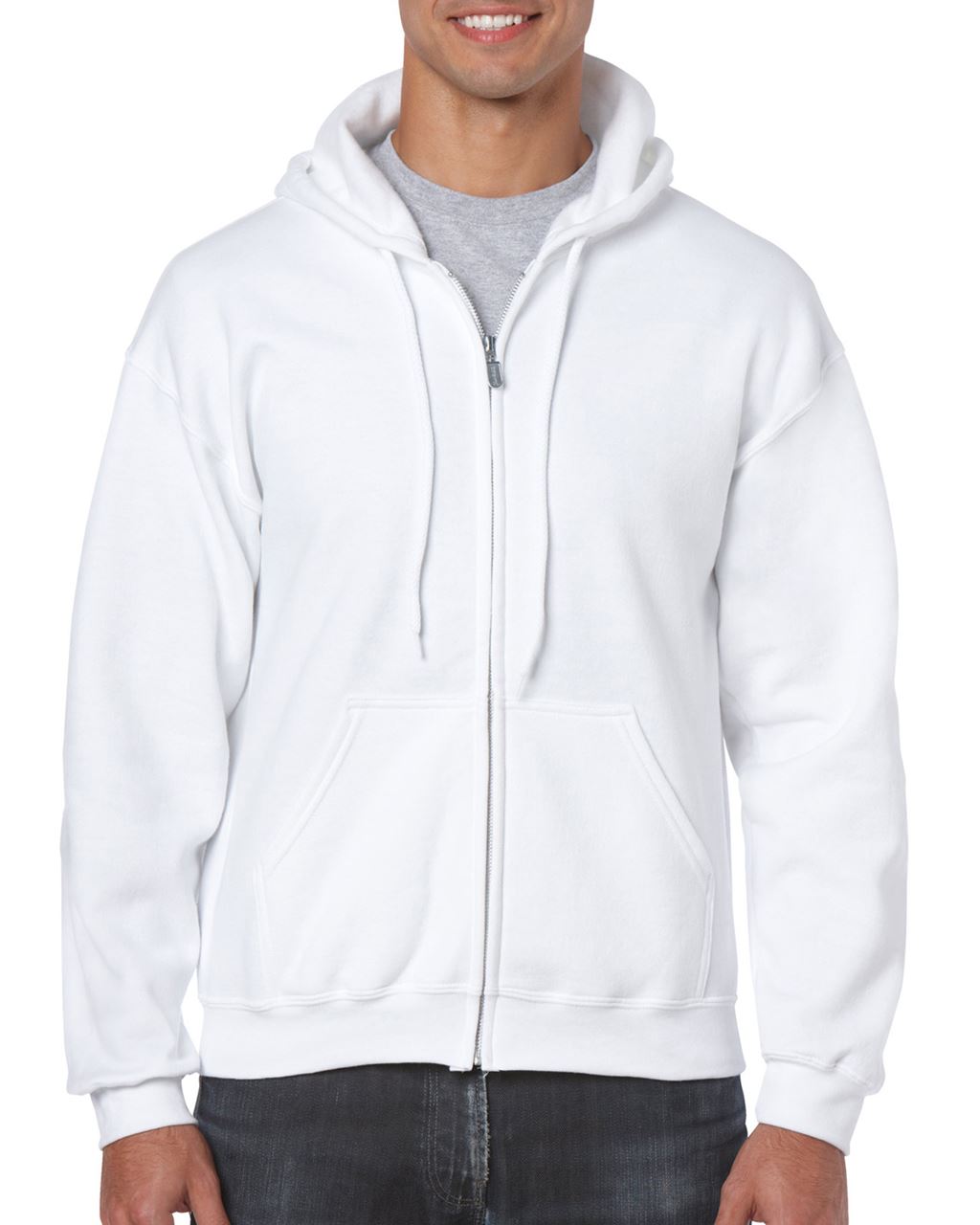 Gildan Heavy Blend™ Adult Full Zip Hooded Sweatshirt mikina - Gildan Heavy Blend™ Adult Full Zip Hooded Sweatshirt mikina - White