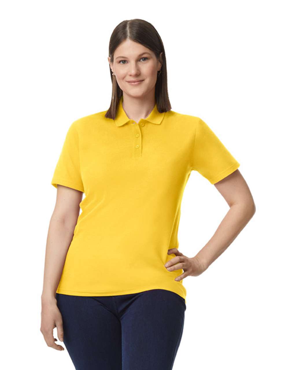 Gildan Softstyle® Ladies' Double PiquÉ Polo With 3 Colour-matched Buttons - žltá