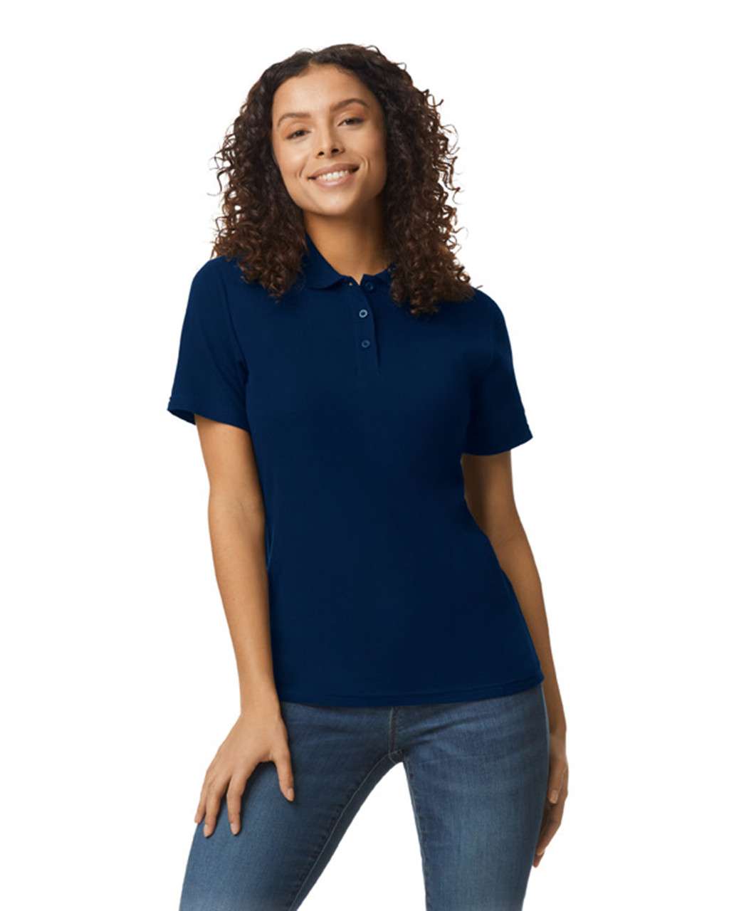 Gildan Softstyle® Ladies' Double PiquÉ Polo With 3 Colour-matched Buttons - Gildan Softstyle® Ladies' Double PiquÉ Polo With 3 Colour-matched Buttons - Navy