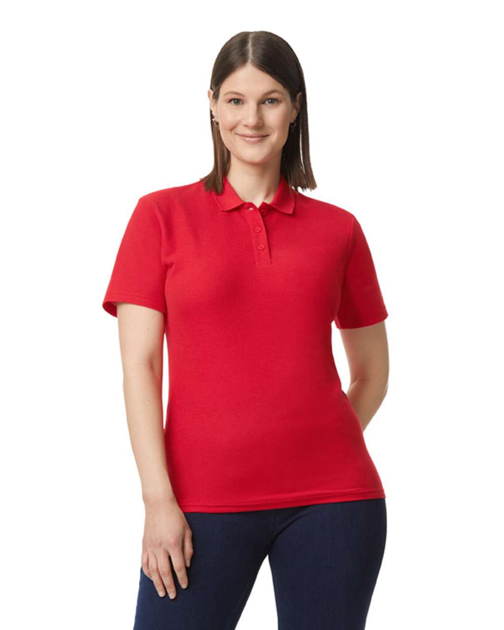 Gildan Softstyle® Ladies' Double PiquÉ Polo With 3 Colour-matched Buttons - Gildan Softstyle® Ladies' Double PiquÉ Polo With 3 Colour-matched Buttons - Red