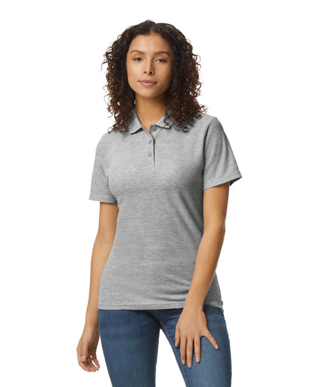 Gildan Softstyle® Ladies' Double PiquÉ Polo With 3 Colour-matched Buttons - grey