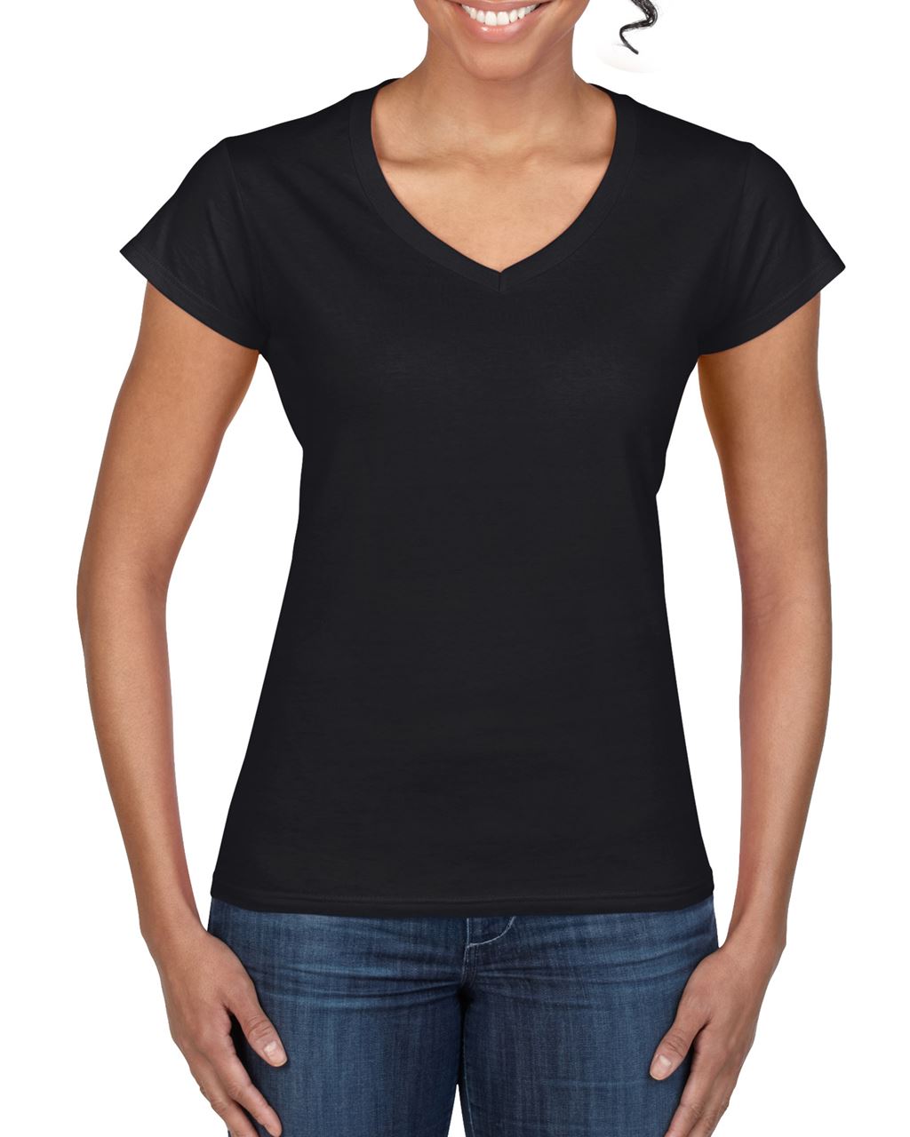 Gildan Softstyle® Ladies' V-neck T-shirt - schwarz