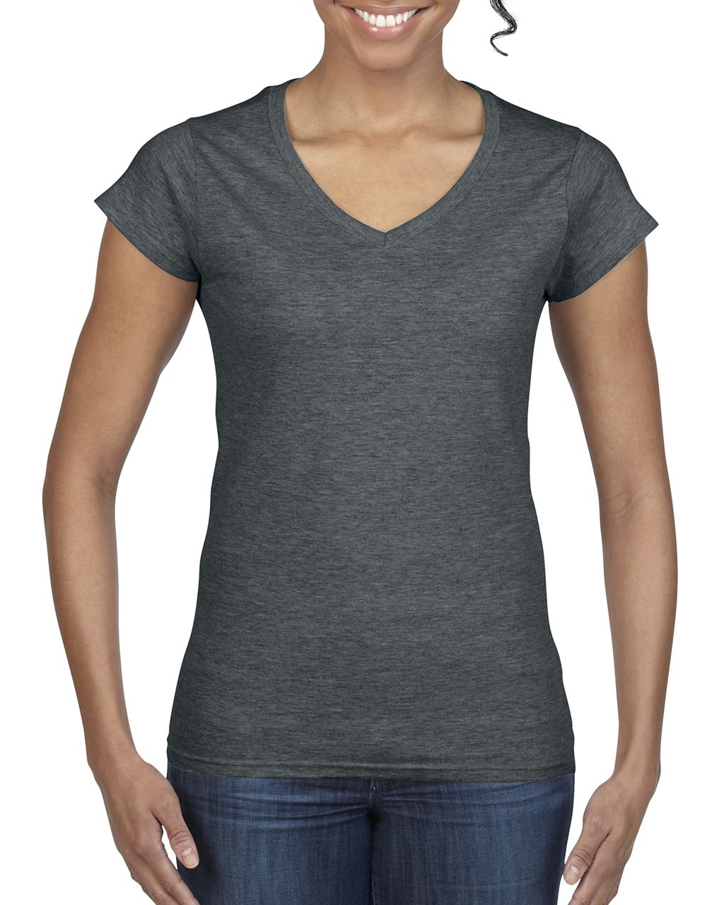 Gildan Softstyle® Ladies' V-neck T-shirt - šedá
