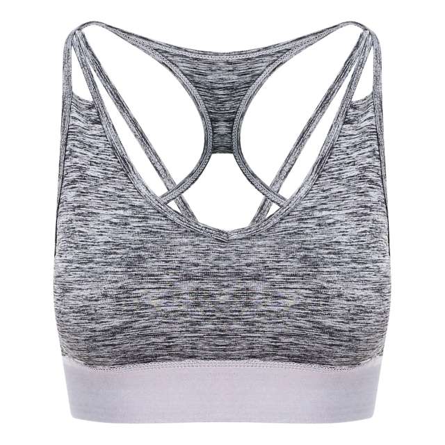 Just Cool Girlie Cross Back Crop Top - grey