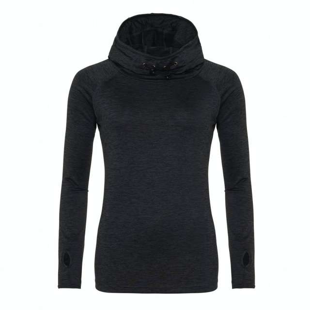 Just Cool Women's Cool Cowl Neck Top - Just Cool Women's Cool Cowl Neck Top - Heather Sport Black