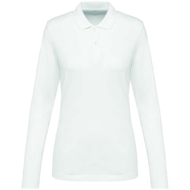 Kariban Premium Ladies' Long-sleeved Supima® Polo Shirt - Kariban Premium Ladies' Long-sleeved Supima® Polo Shirt - White