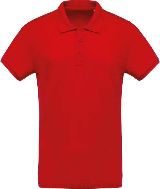 Kariban Men's Organic PiquÉ Short-sleeved Polo Shirt - Kariban Men's Organic PiquÉ Short-sleeved Polo Shirt - Cherry Red