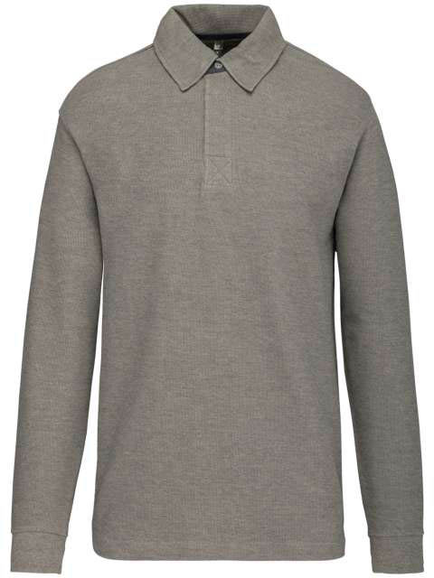 Kariban French Rib - Long-sleeved Ribbed Polo Shirt - Kariban French Rib - Long-sleeved Ribbed Polo Shirt - Sport Grey