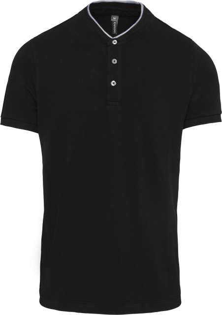 Kariban Men's Short Sleeve Polo Shirt With Mandarin Collar - Kariban Men's Short Sleeve Polo Shirt With Mandarin Collar - Black