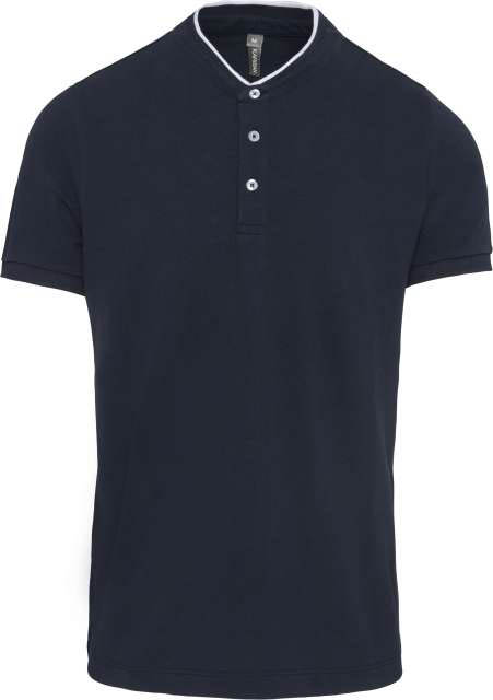 Kariban Men's Short Sleeve Polo Shirt With Mandarin Collar - Kariban Men's Short Sleeve Polo Shirt With Mandarin Collar - Navy