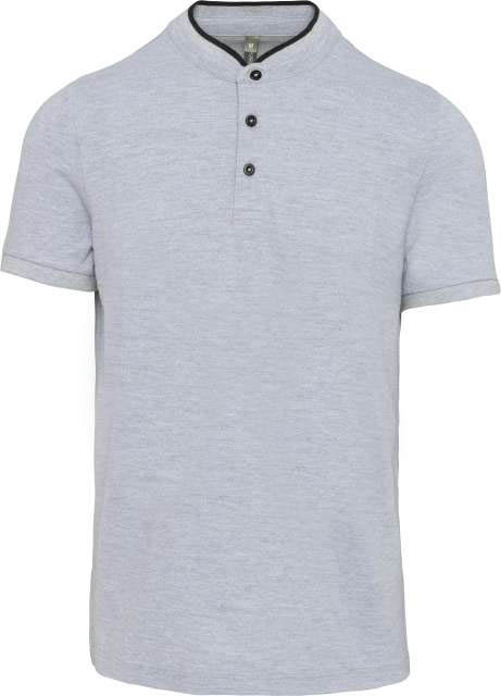 Kariban Men's Short Sleeve Polo Shirt With Mandarin Collar - šedá