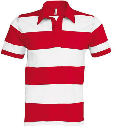 Kariban Ray - Short-sleeved Striped Polo Shirt - Kariban Ray - Short-sleeved Striped Polo Shirt - Cherry Red