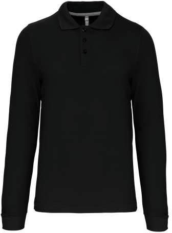 Kariban Men's Long-sleeved Polo Shirt - Kariban Men's Long-sleeved Polo Shirt - Black