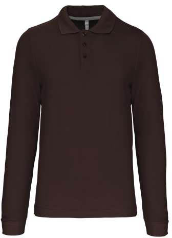 Kariban Men's Long-sleeved Polo Shirt - hnědá