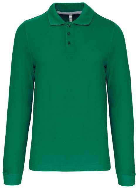 Kariban Men's Long-sleeved Polo Shirt - Kariban Men's Long-sleeved Polo Shirt - Kelly Green