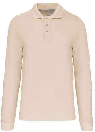 Kariban Men's Long-sleeved Polo Shirt - Kariban Men's Long-sleeved Polo Shirt - Natural