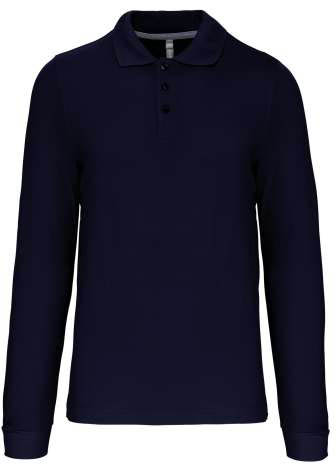 Kariban Men's Long-sleeved Polo Shirt - modrá