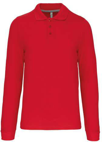 Kariban Men's Long-sleeved Polo Shirt - Kariban Men's Long-sleeved Polo Shirt - Cherry Red