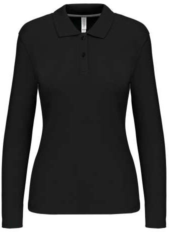 Kariban Ladies' Long-sleeved Polo Shirt - Kariban Ladies' Long-sleeved Polo Shirt - Black