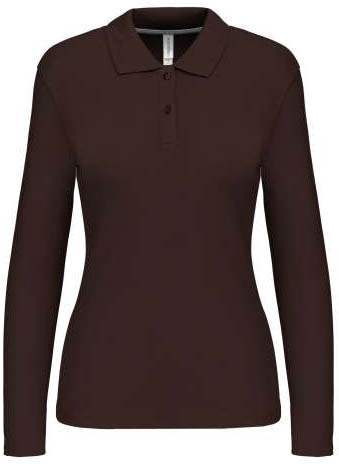 Kariban Ladies' Long-sleeved Polo Shirt - Kariban Ladies' Long-sleeved Polo Shirt - Dark Chocolate