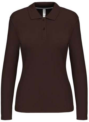 Kariban Ladies' Long-sleeved Polo Shirt - hnědá