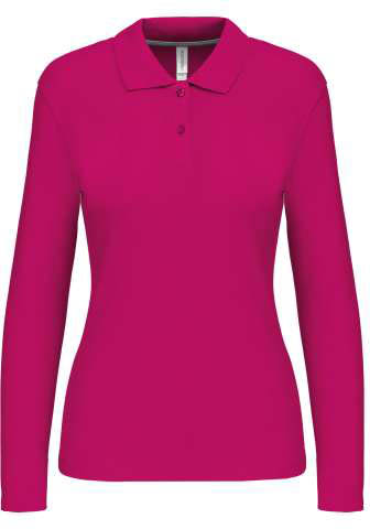 Kariban Ladies' Long-sleeved Polo Shirt - růžová