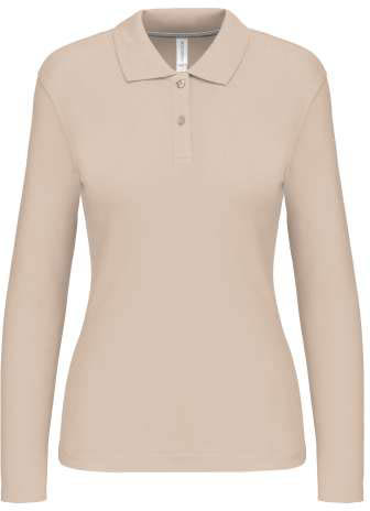 Kariban Ladies' Long-sleeved Polo Shirt - hnědá