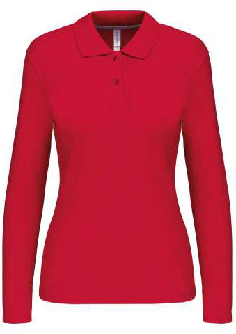 Kariban Ladies' Long-sleeved Polo Shirt - red