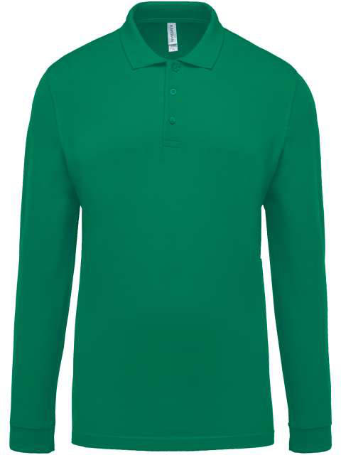 Kariban Men's Long-sleeved PiquÉ Polo Shirt - Kariban Men's Long-sleeved PiquÉ Polo Shirt - Kelly Green