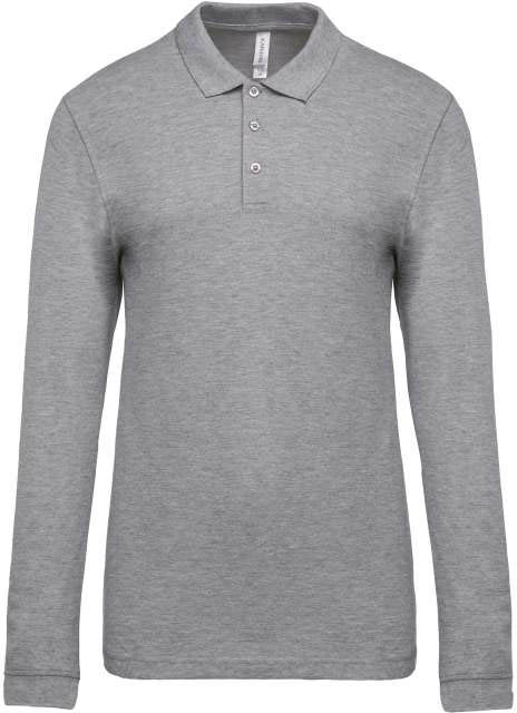 Kariban Men's Long-sleeved PiquÉ Polo Shirt - Kariban Men's Long-sleeved PiquÉ Polo Shirt - Ice Grey