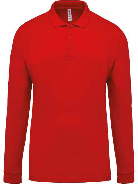Kariban Men's Long-sleeved PiquÉ Polo Shirt - Kariban Men's Long-sleeved PiquÉ Polo Shirt - Cherry Red
