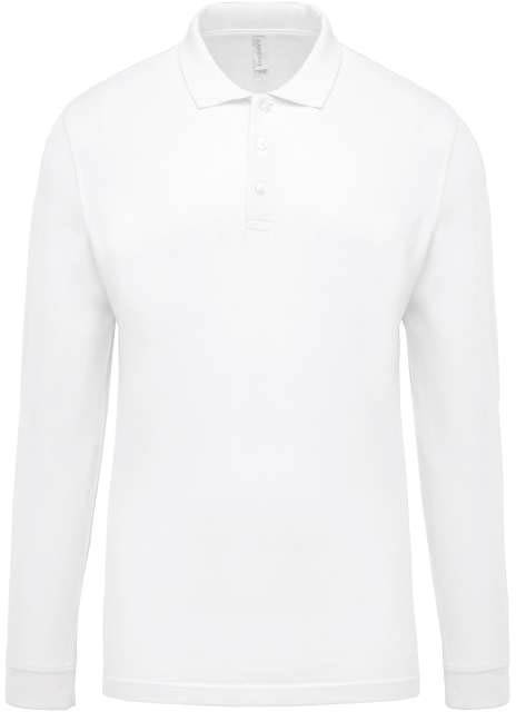 Kariban Men's Long-sleeved PiquÉ Polo Shirt - biela