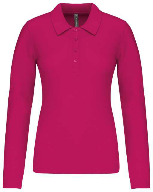 Kariban Ladies’ Long-sleeved PiquÉ Polo Shirt - růžová