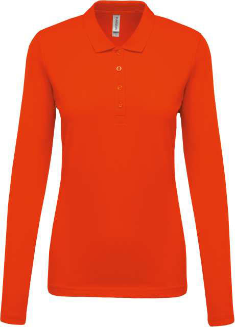 Kariban Ladies’ Long-sleeved PiquÉ Polo Shirt - oranžová
