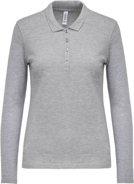 Kariban Ladies’ Long-sleeved PiquÉ Polo Shirt - šedá