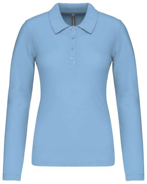 Kariban Ladies’ Long-sleeved PiquÉ Polo Shirt - Kariban Ladies’ Long-sleeved PiquÉ Polo Shirt - Stone Blue