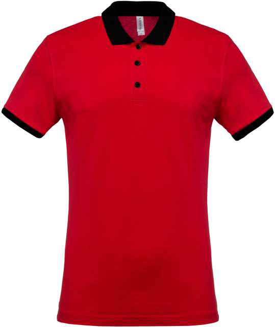 Kariban Men's Two-tone PiquÉ Polo Shirt - Kariban Men's Two-tone PiquÉ Polo Shirt - Cherry Red