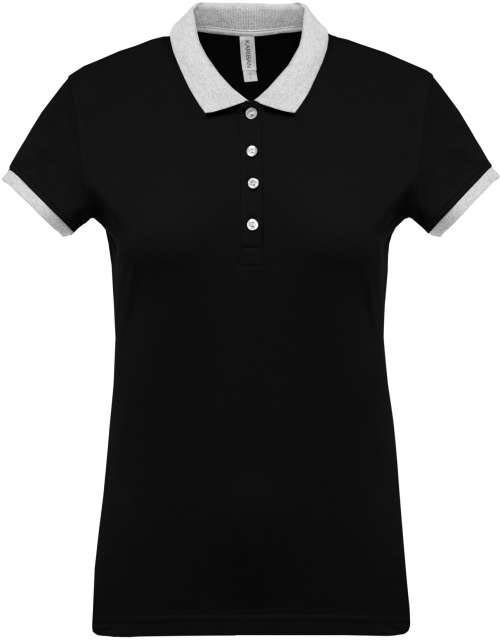 Kariban Ladies’ Two-tone PiquÉ Polo Shirt - Kariban Ladies’ Two-tone PiquÉ Polo Shirt - Black