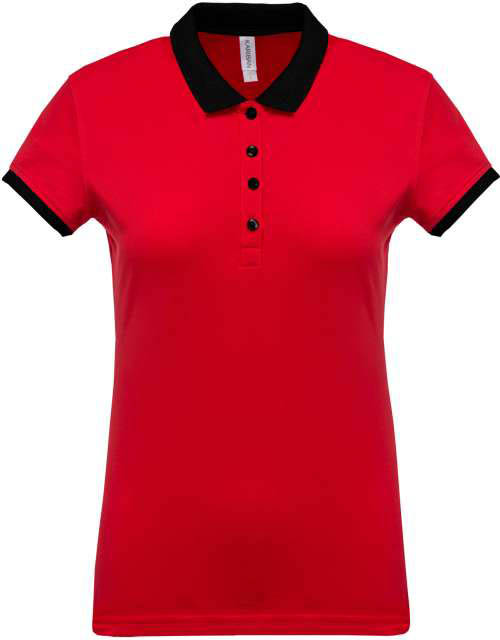 Kariban Ladies’ Two-tone PiquÉ Polo Shirt - Kariban Ladies’ Two-tone PiquÉ Polo Shirt - Cherry Red