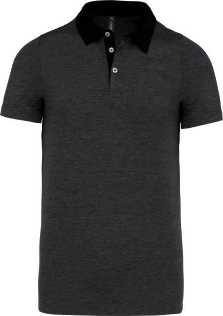 Kariban Men's Two-tone Jersey Polo Shirt - Kariban Men's Two-tone Jersey Polo Shirt - Dark Heather