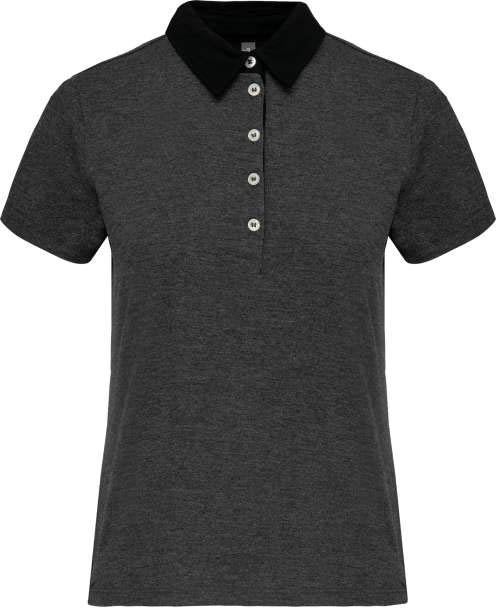 Kariban Ladies' Two-tone Jersey Polo Shirt - Kariban Ladies' Two-tone Jersey Polo Shirt - Dark Heather