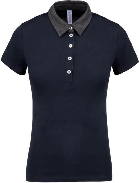 Kariban Ladies' Two-tone Jersey Polo Shirt - modrá