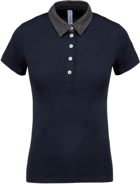 Kariban Ladies' Two-tone Jersey Polo Shirt - Kariban Ladies' Two-tone Jersey Polo Shirt - Navy