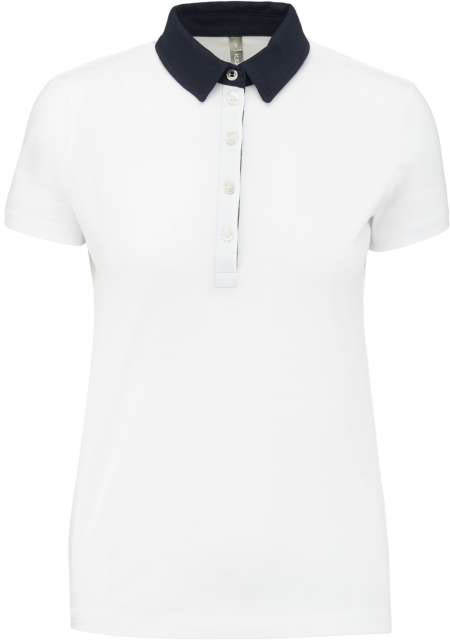 Kariban Ladies' Two-tone Jersey Polo Shirt - Kariban Ladies' Two-tone Jersey Polo Shirt - White