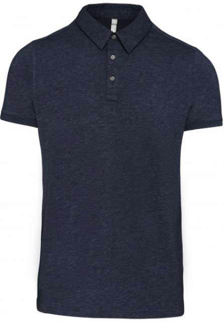 Kariban Men's Short Sleeved Jersey Polo Shirt - Kariban Men's Short Sleeved Jersey Polo Shirt - Heather Sport Dark Navy