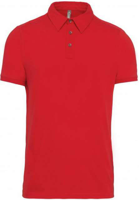 Kariban Men's Short Sleeved Jersey Polo Shirt - Kariban Men's Short Sleeved Jersey Polo Shirt - Cherry Red