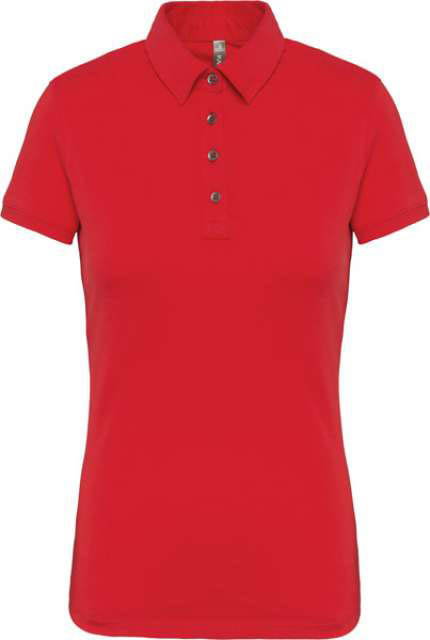 Kariban Ladies' Short Sleeved Jersey Polo Shirt - Kariban Ladies' Short Sleeved Jersey Polo Shirt - Cherry Red
