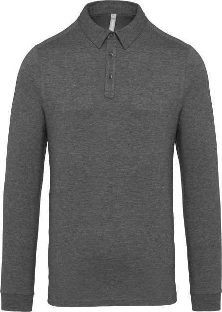 Kariban Men's Long Sleeved Jersey Polo Shirt - Kariban Men's Long Sleeved Jersey Polo Shirt - Graphite Heather