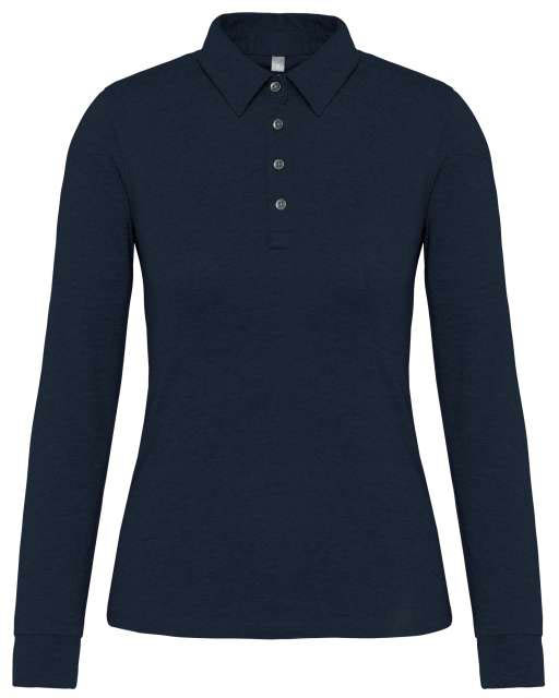 Kariban Ladies' Long Sleeve Jersey Polo Shirt - Kariban Ladies' Long Sleeve Jersey Polo Shirt - Navy